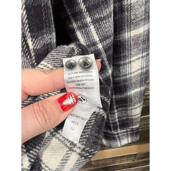 FLAG & ANTHEM NWT GREY/CREAM PLAID FLANNEL heavy SHIRT sz XL - Picture 5 of 5
